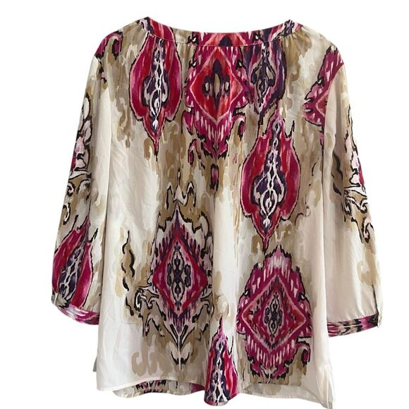 Chicos Womens Paisley Boho Tunic Top Size XL Peasant Flowy Loose Travel Vacation - Picture 3 of 8